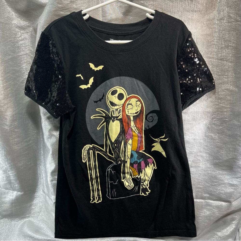 Disney Nightmare Before Christmas Halloween Sequined Shirt (L 10/12)